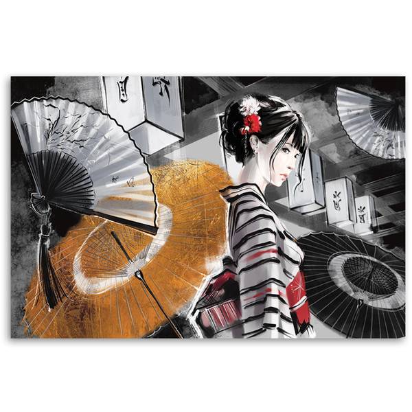 Canvas schilderij Waaier 90 x 60 cm