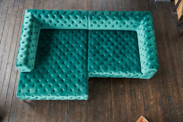 Ecksofa NARLA Chesterfield Velvet Grün - Samt - 279 x 71 x 190 cm