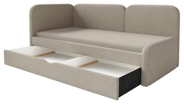 Gestoffeerd bed Cuddy beige - polyamide - 103 x 86 x 212 cm