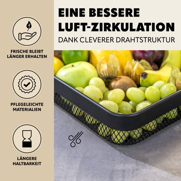 Obstkorb 70435 (2er-Set) Schwarz - Metall - 31 x 6 x 31 cm