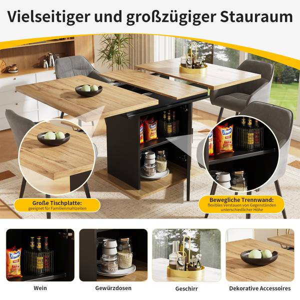 Esstisch Chocas BK GL Schwarz - Holzwerkstoff - Glas