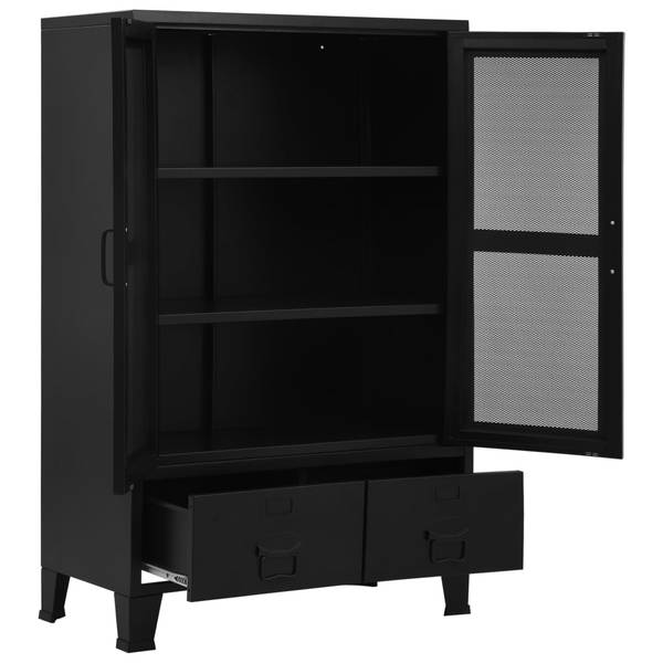 Armoire de bureau 145355 Noir - Acier - 75 x 120 x 75 cm