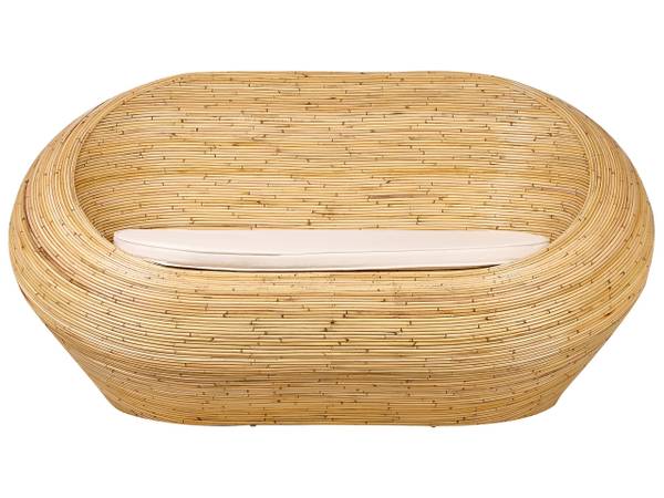 Canapé de jardin MAIORI Beige - Bleu - Rotin - 180 x 88 x 110 cm