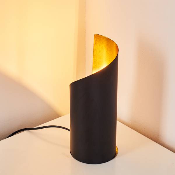 Tischleuchte Barberino Schwarz - Gold - Metall - 12 x 24 x 12 cm