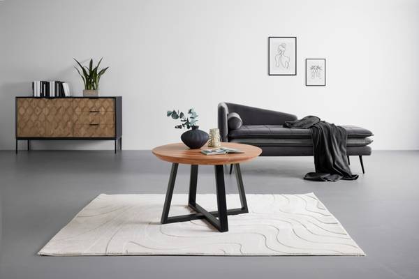 Couchtisch SAFAGA Beige - Schwarz - Metall - Holz teilmassiv - 70 x 45 x 70 cm