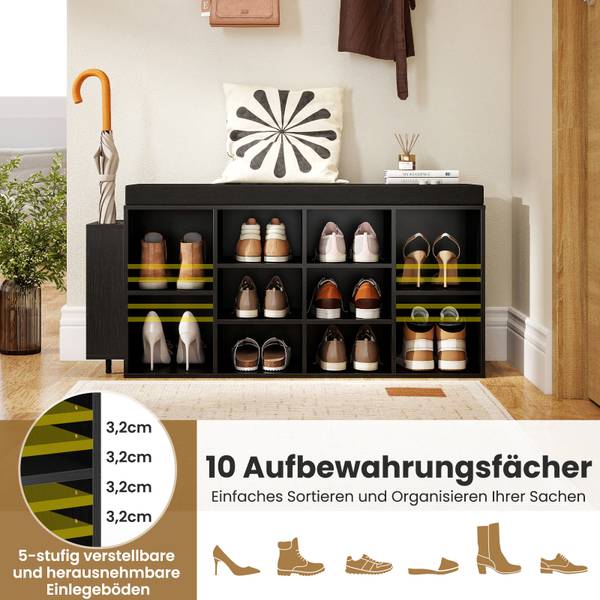 Schuhbank VH35386 Schwarz