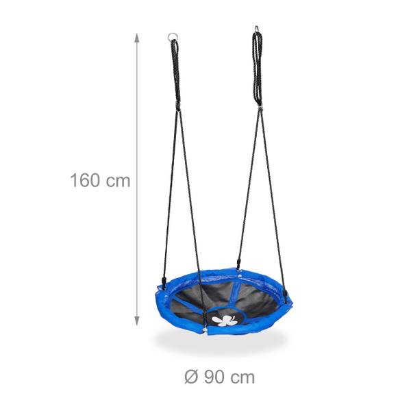 Balançoire nid-d’oiseau Noir - Bleu - Acier - 90 x 160 x 90 cm