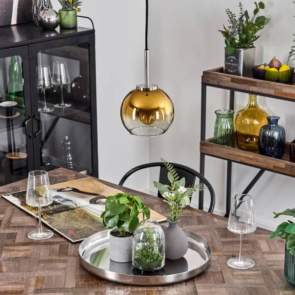 Deckenleuchte Cesaro Gold - Aluminium - Klarglas - 80 x 140 x 80 cm