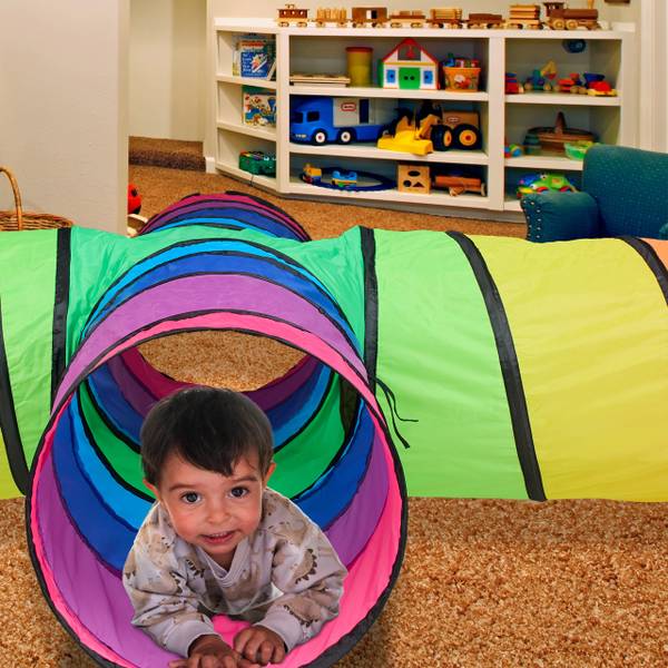 Bunter Spieltunnel mit 4 Röhren Blau - Grün - Rot - Polyester - Stahl - 232 x 46 x 232 cm