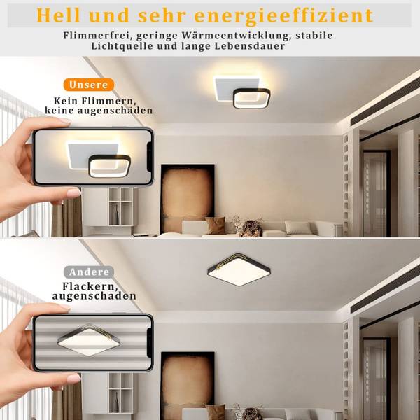 LED Deckenleuchte Vaynix Schwarz - 24 x 6 cm - Durchmesser Lampenschirm: 24 cm