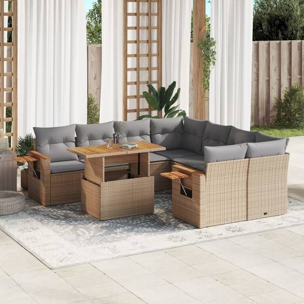 Garten-Lounge-Set 3037302-1 (9-teilig) Beige - Grau