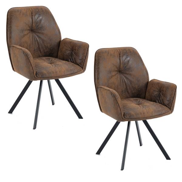Esszimmerstühlen CALF (2er-Set) Braun - Strukturstoff - 60 x 83 x 60 cm