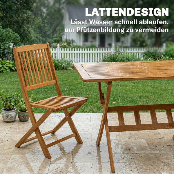 Outdoor Essgruppe 84K-054V90ND Braun - Akazie - 120 x 75 x 70 cm