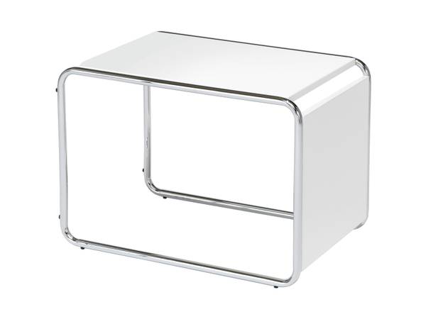 Kleiner Couchtisch, Designer Tisch Weiß Silber - Weiß - Metall - Kunststoff - 45 x 67 x 45 cm