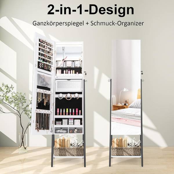 LED-Schmuckschrank JV10432 Weiß