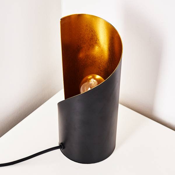 Tischleuchte Barberino Schwarz - Gold - Metall - 12 x 24 x 12 cm