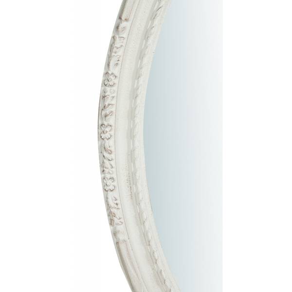 Wandspiegel Ovaal ZACHTHEID wit - massief hout - 5 x 91 x 72 cm