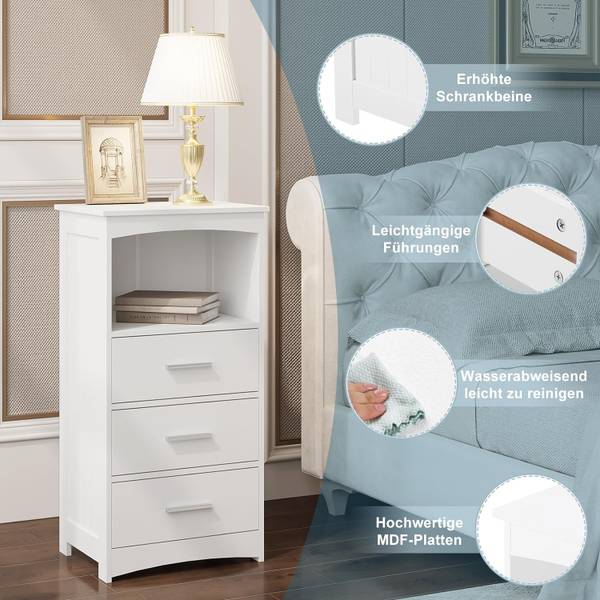 Badezimmerschrank Nancy Weiß - Holzwerkstoff - 40 x 80 x 30 cm