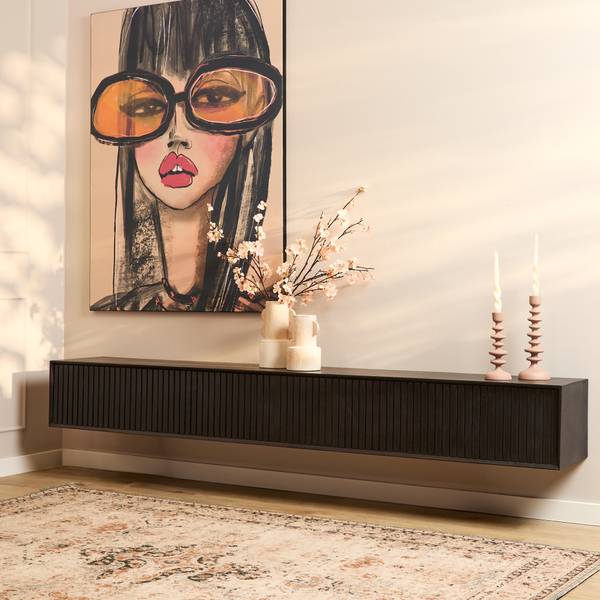 TV-Möbel MADISON Schwarz - Massivholz - 240 x 30 x 35 cm