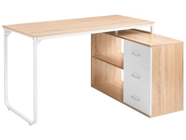 Bureau SOGNE bruin - wit - plaatmateriaal op houtbasis - 140 x 75 x 100 cm