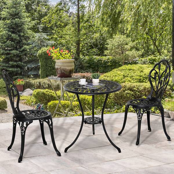 Bistro-Set BB5279 3-teilig Schwarz - Metall - 60 x 67 x 60 cm