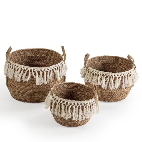 Aufbewahrungskörbe Jula 3er-set Weiß - Naturfaser - 35 x 25 x 35 cm