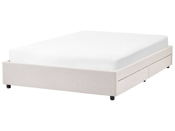 Lit double PRADES Beige - Largeur de la surface de couchage : 140 cm