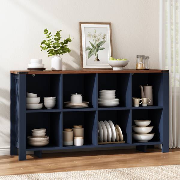 Küchenschrank LANMUD26 Ⅱ Blau - Holzwerkstoff - 140 x 75 x 34 cm