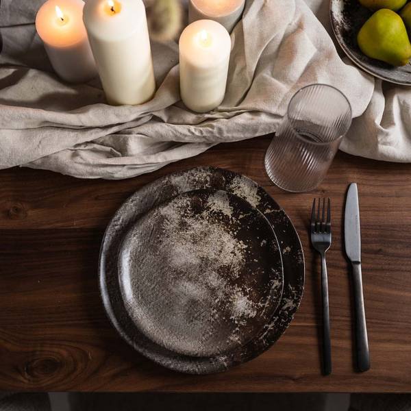 Assiettes à dessert Savannah (lot de 4) Marron - Céramique - 20 x 2 x 20 cm