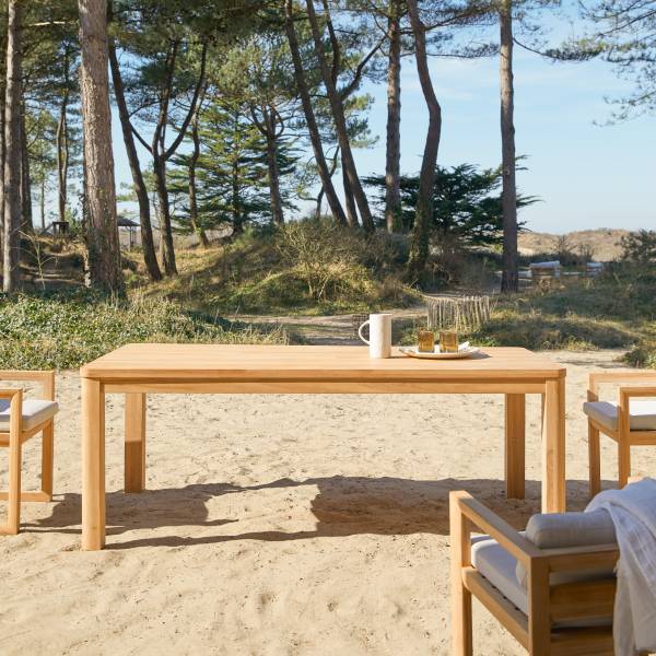 Gartentisch Leon Beige - Teakholz - 204 x 76 x 102 cm