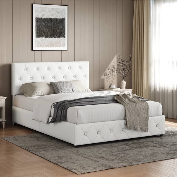 Bettgestell ARL76 Weiß - Kunstleder - 146 x 103 x 206 cm