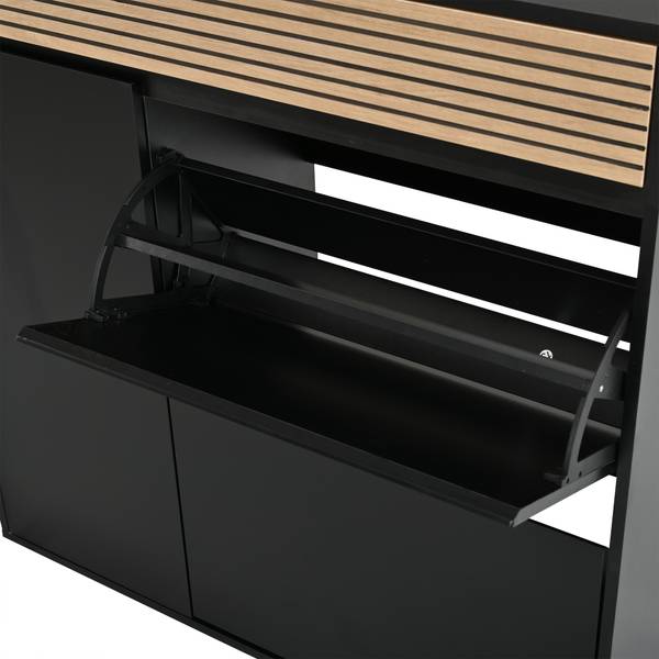 Schuhschrank Philotes Ⅰ Schwarz - Braun - Holzwerkstoff - 100 x 105 x 35 cm