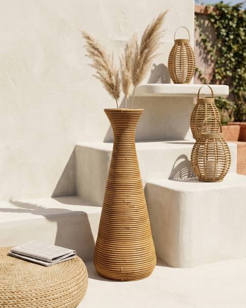 Dekovase NIDRI Blau - Rattan - 30 x 70 x 30 cm