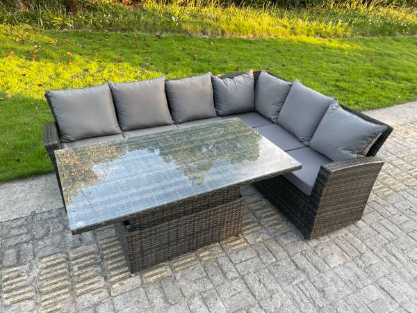 Rattan Gartenmöbel Set Grau (3er-Set) Grau - Webstoff - Polyresin