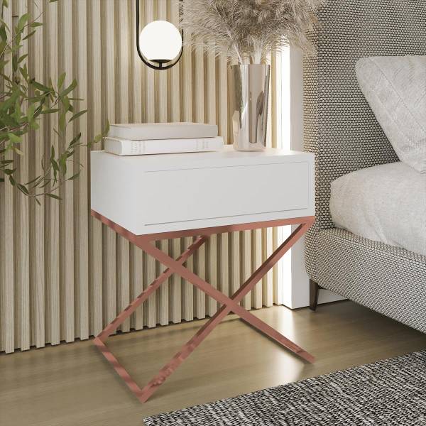 nachtkastje XARA wit - plaatmateriaal op houtbasis - 45 x 50 x 35 cm