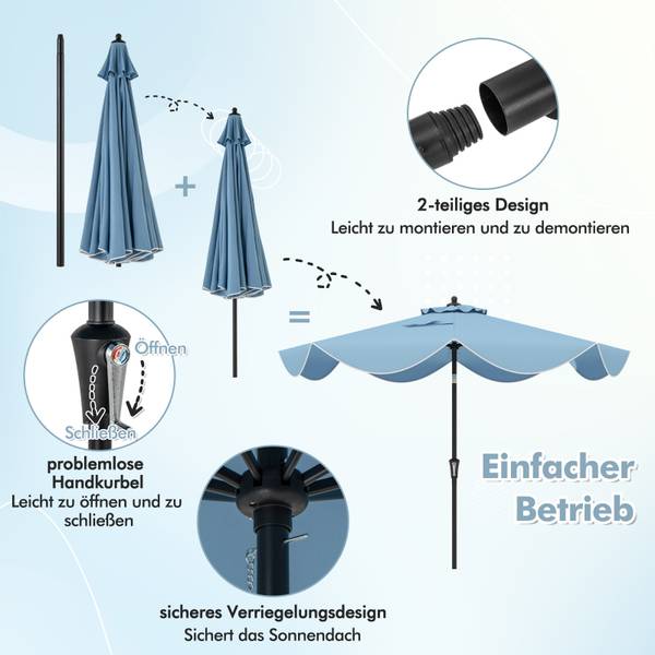 Sonnenschirm ZB33164 Blau - Metall - 270 x 245 x 270 cm