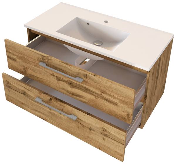 Waschtisch-Set Livorno 100cm Braun - Holzwerkstoff - 100 x 180 x 48 cm