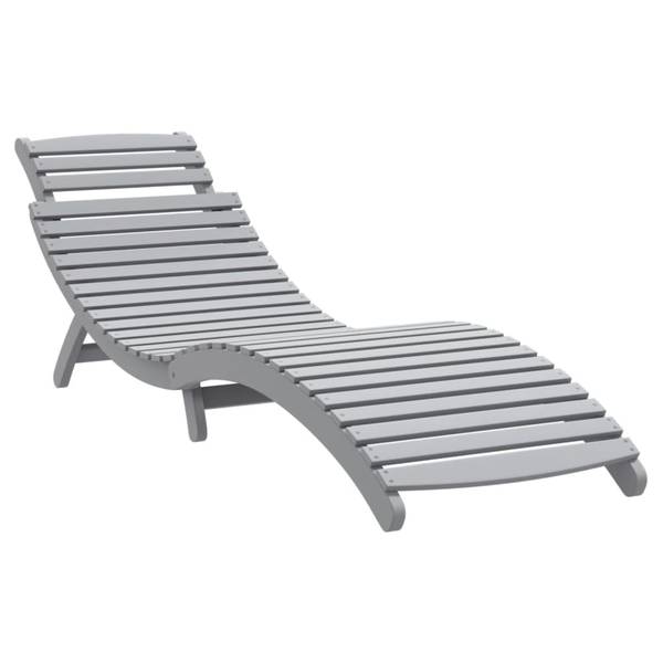 Chaise longue 3155468 lot de 2 Gris - Acacia - 55 x 64 x 184 cm