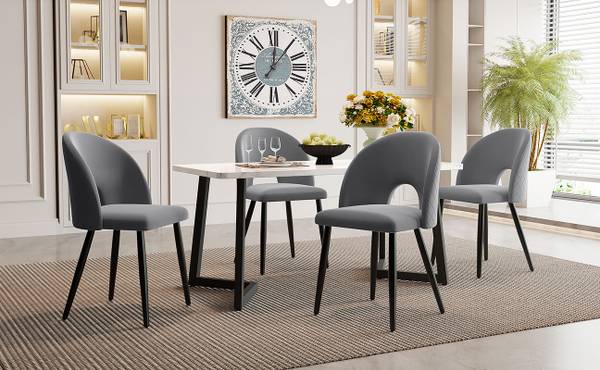 Esszimmer Set BB1755 5tlg Schwarz - Grau