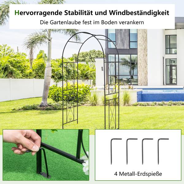 Gartenbogen ZB33206 Schwarz - Metall - 56 x 220 x 120 cm