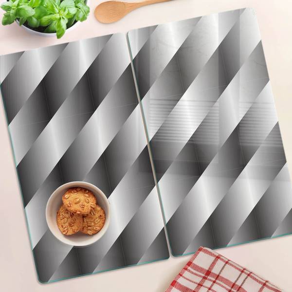 Schneidebrett Strip 2er Set Silber - Glas - 52 x 1 x 30 cm