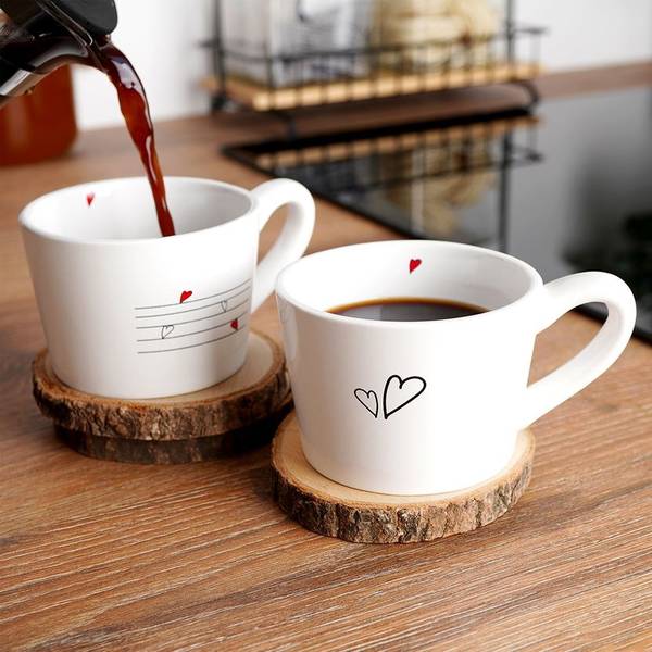 Becher 2er Set 128864 Weiß - Keramik - 9 x 6 x 12 cm