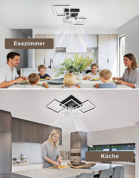 Deckenventilator W23R Schwarz - Eisen - 31 x 14 x 68 cm