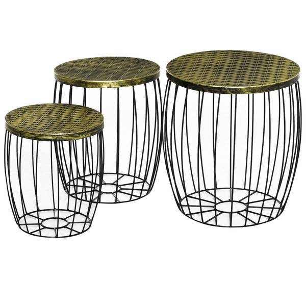 Beistelltisch BB5382 3er-Set Schwarz - Metall - 38 x 41 x 38 cm