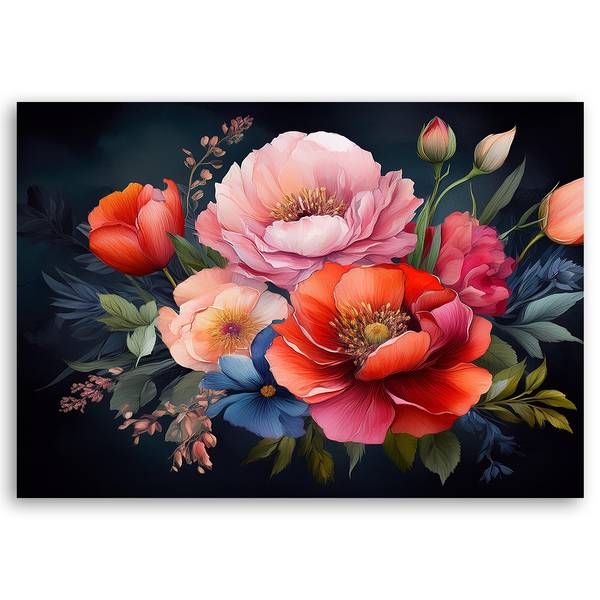 Tableau déco fleurs plantes 100 x 70 cm