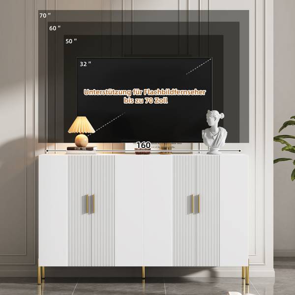 Sideboard Kiks Weiß - Holzwerkstoff - 160 x 100 x 37 cm