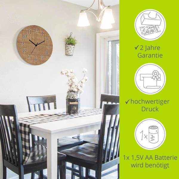 Wanduhr Holz Holz dunkel Braun - Birke - 30 x 30 x 1 cm