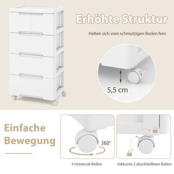 Kommode VH33611 Weiß - Kunststoff - 32 x 79 x 40 cm