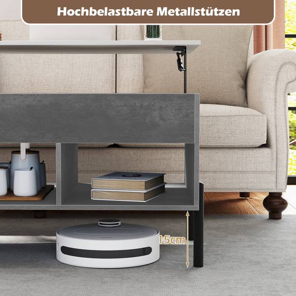 Couchtisch JV12068GR Grau - Holzwerkstoff - 100 x 45 x 50 cm