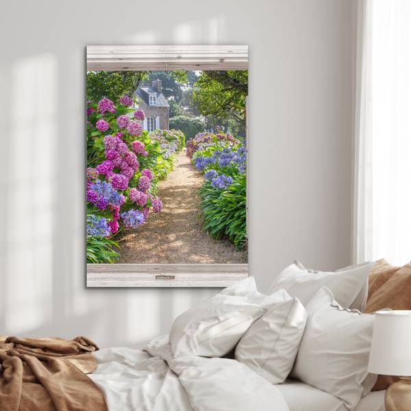 METALLBILD Hortensie 60 x 90 cm